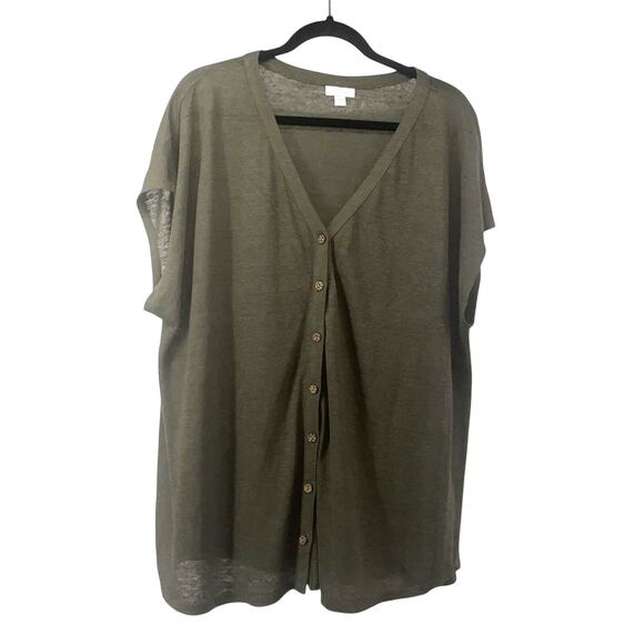 Love Linen J Jill Green Front Button Sleeveless Women Size XL 100% Linen Beach - Picture 1 of 5